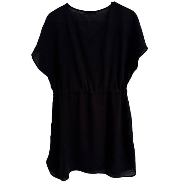 Bluetime Women Sz MED Casual V-Neck Summer Coverup Flowy Short Sleeve Drawstring - Picture 4 of 6